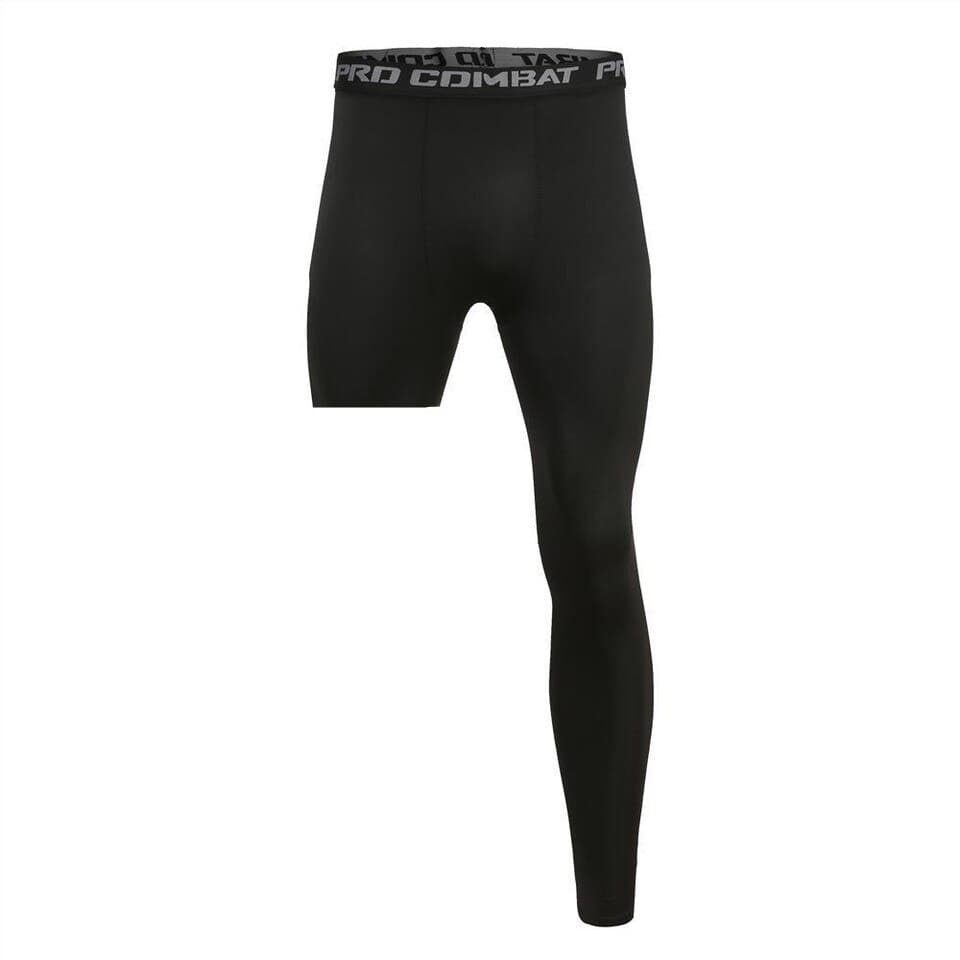 New Men Base Layer Exercise Trousers Compression Running Tight Sport Cropped One Leg Leggings Basketball Football Yoga Fitness Pants
