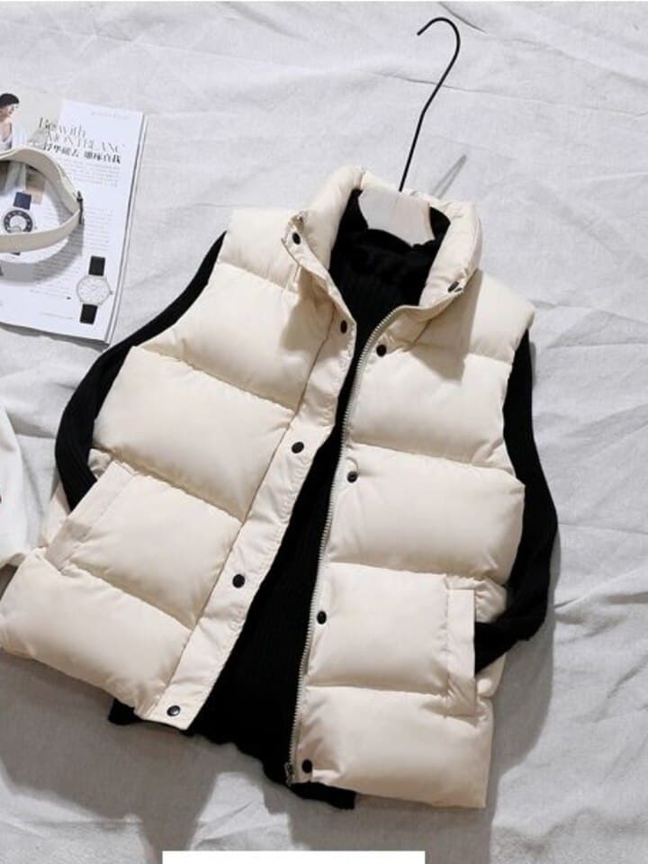 New Women Winter Warm Cotton Padded Puffer Vests Sleeveless Parkas Jacket